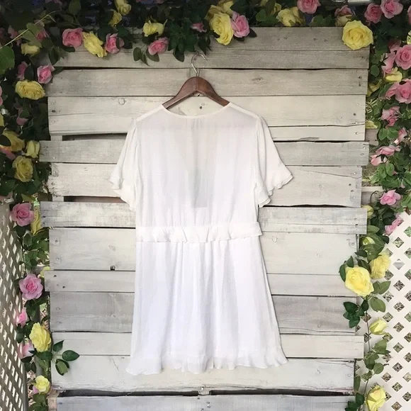 Show Me Your Mumu NWT Virginia Mini Dress White Speckle Dots Flowy - Picture 2 of 13